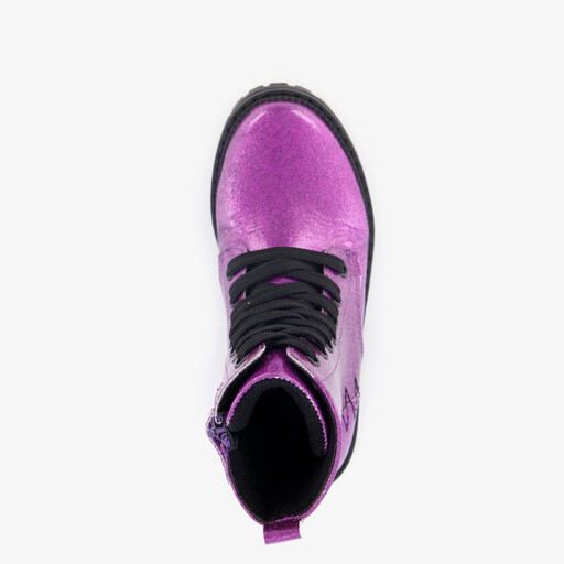 Meisjes veterboots met glitters paars