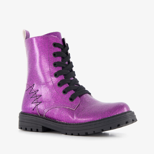Meisjes veterboots met glitters paars