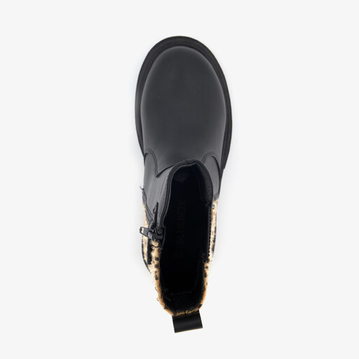Meisjes Chelsea boot met luipaardprint zwart