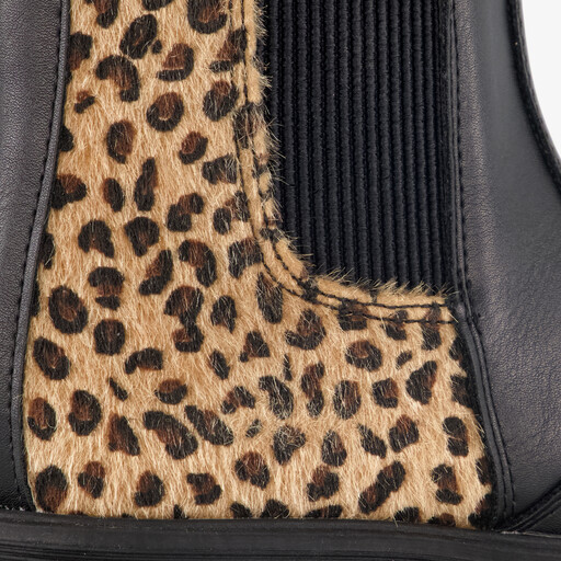 Meisjes Chelsea boot met luipaardprint zwart