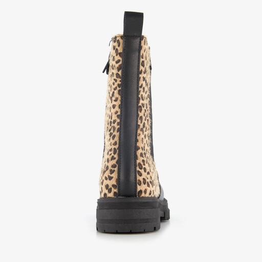Meisjes Chelsea boot met luipaardprint zwart