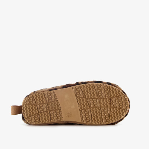 Dames pantoffels met panterprint bruin beige
