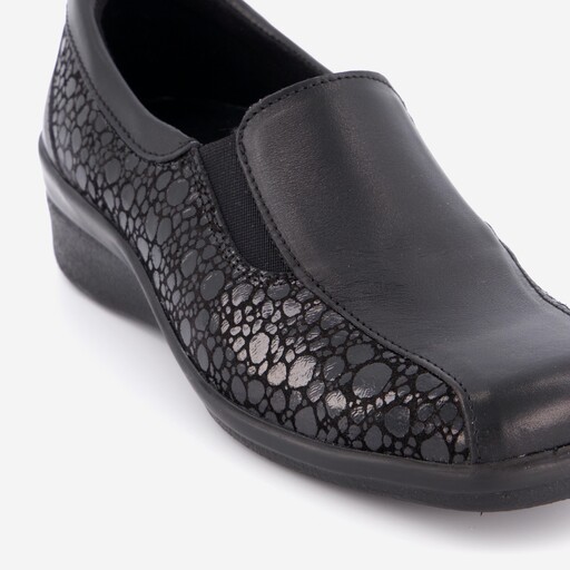 Leren dames instappers zwart