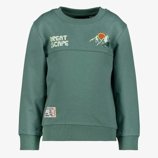 Jongens sweater met dino backprint groen