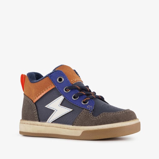 Hoge jongens sneakers blauw oranje