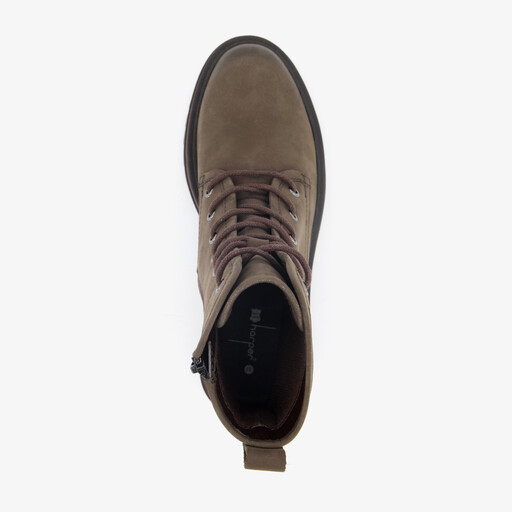 Leren dames veterboots donkerbruin