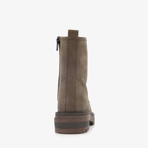 Leren dames veterboots donkerbruin