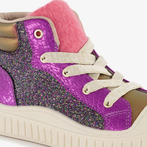 Meisjes sneakers met glitters paars roze