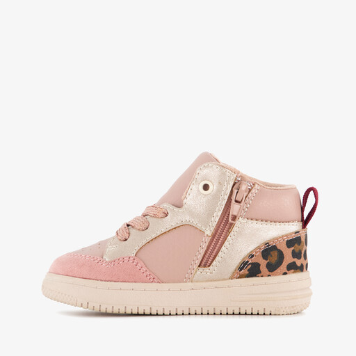 Hoge meisjes sneakers met luipaardprint roze