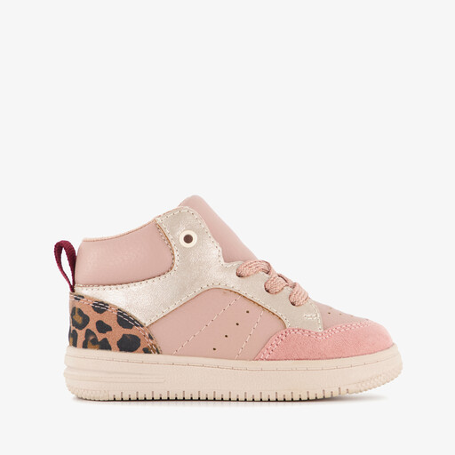 Hoge meisjes sneakers met luipaardprint roze