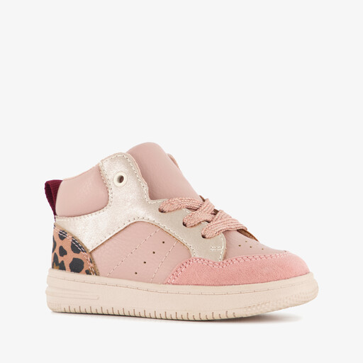 Hoge meisjes sneakers met luipaardprint roze