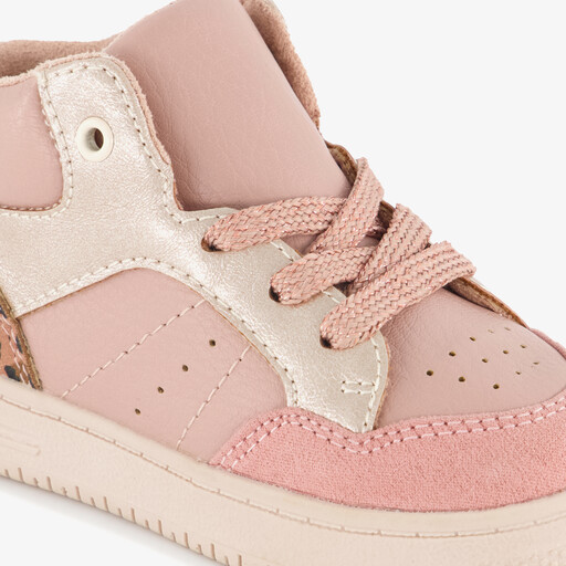 Hoge meisjes sneakers met luipaardprint roze