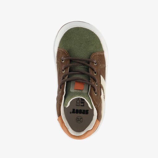 Leren babyschoenen groen bruin