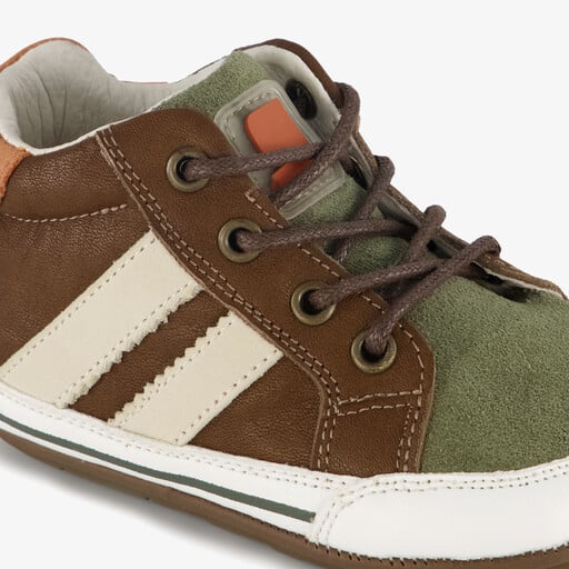 Leren babyschoenen groen bruin