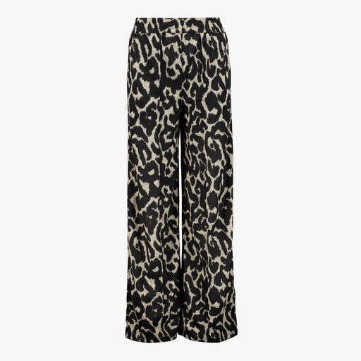 Dames wide leg broek met luipaardprint