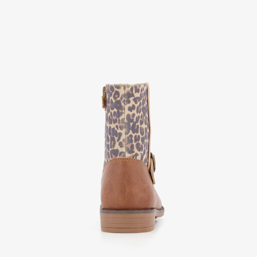 Meisjes enkellaarsjes met luipaardprint cognac