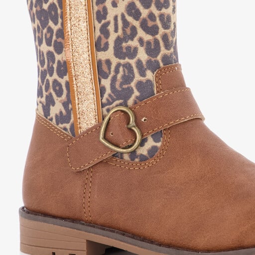Meisjes enkellaarsjes met luipaardprint cognac