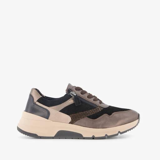 Leren dames sneakers zwart bruin