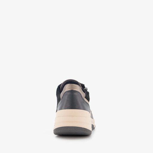 Leren dames sneakers zwart bruin