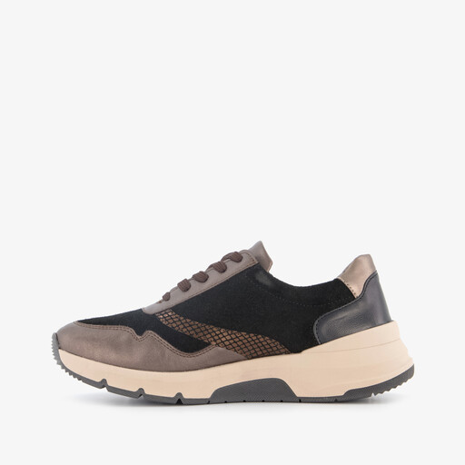 Leren dames sneakers zwart bruin