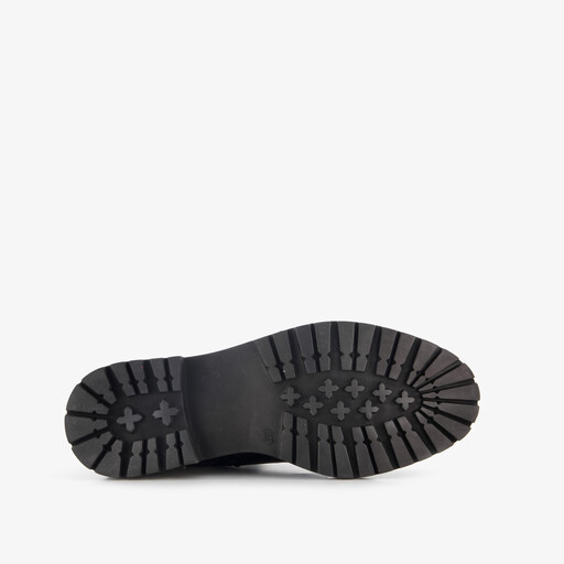 Leren dames veterboots met rits zwart