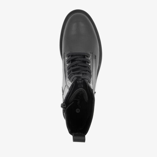 Leren dames veterboots zwart