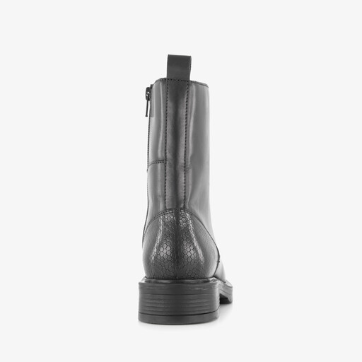 Leren dames veterboots zwart
