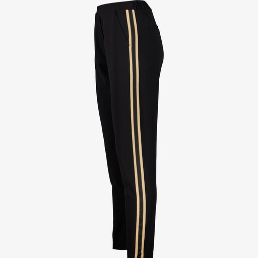 Dames pantalon met beige strepen zwart