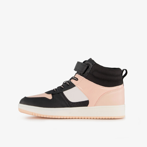 Hoge meisjes sneakers roze zwart