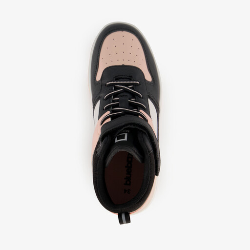 Hoge meisjes sneakers roze zwart