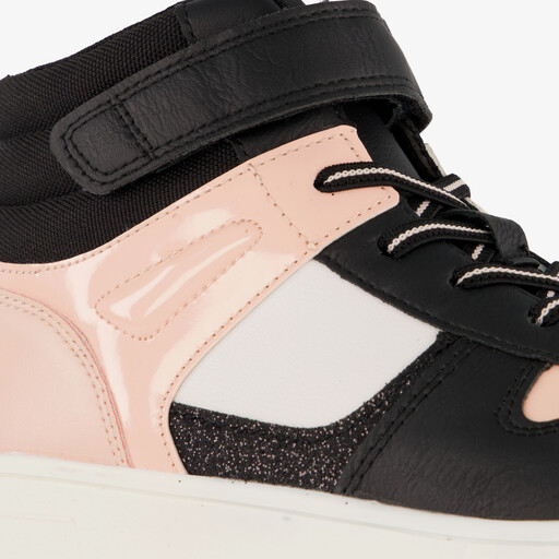 Hoge meisjes sneakers roze zwart