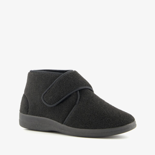 Dames pantoffels zwart met klittenband