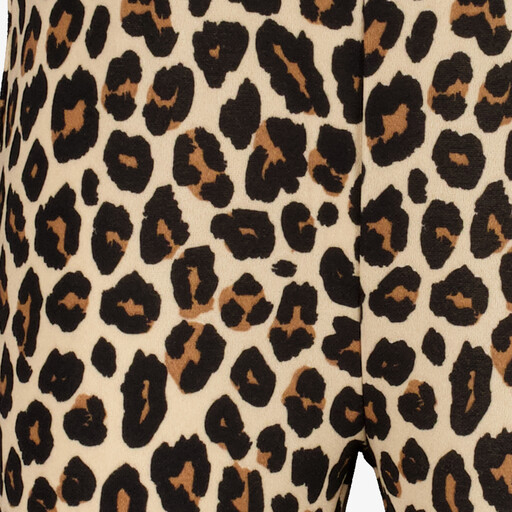 Meisjes flared broek met panterprint beige bruin