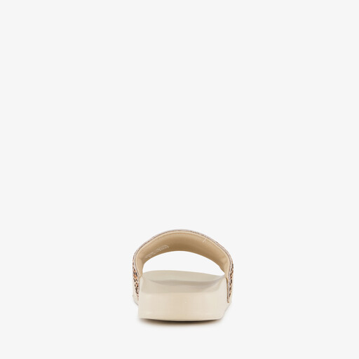 Leadcat 2.0 dames badslippers met panterprint details beige