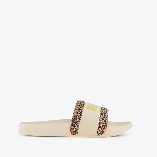 Leadcat 2.0 dames badslippers met panterprint details beige
