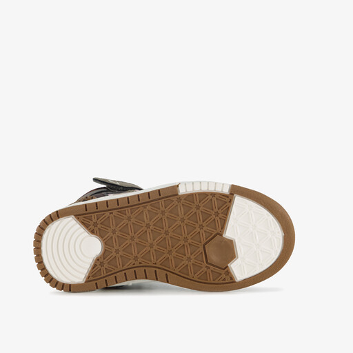 Hoge meisjes sneakers met panterprint details bruin