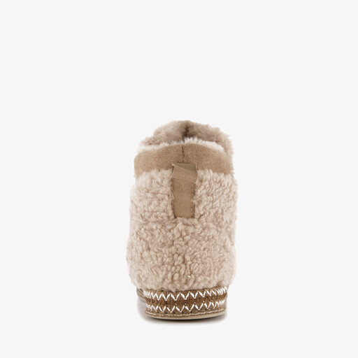 Gevoerde dames teddy pantoffels beige