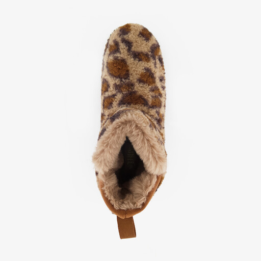 Gevoerde dames pantoffels met luipaardprint