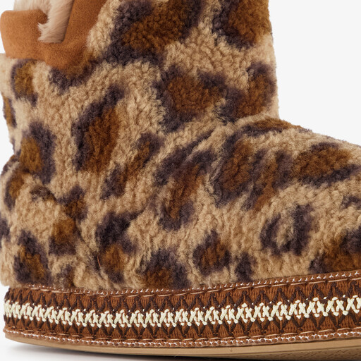 Gevoerde dames pantoffels met luipaardprint