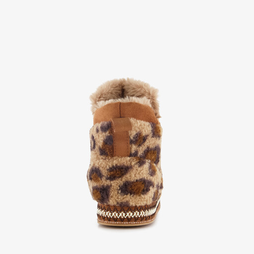 Gevoerde dames pantoffels met luipaardprint