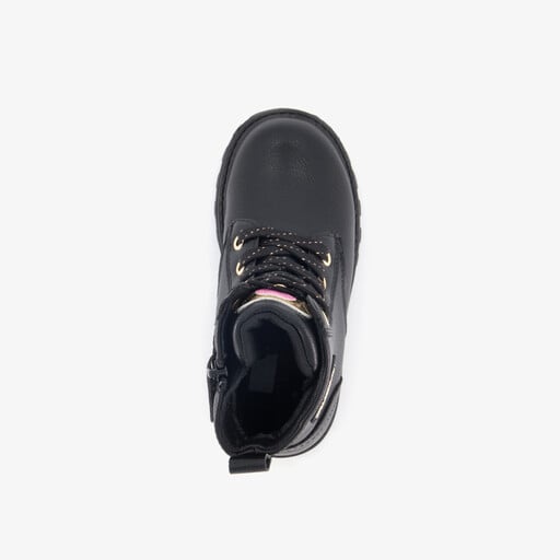 Meisjes veterboots met smiley zwart