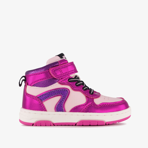 Hoge meisjes sneakers metallic fuchsia roze