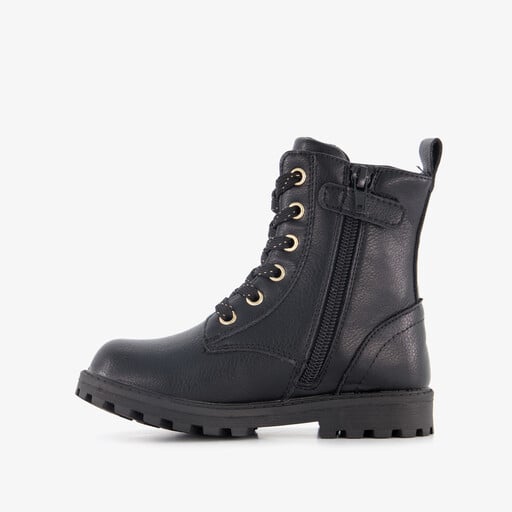 Meisjes veterboots met smiley zwart
