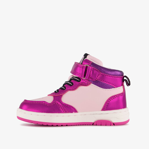 Hoge meisjes sneakers metallic fuchsia roze