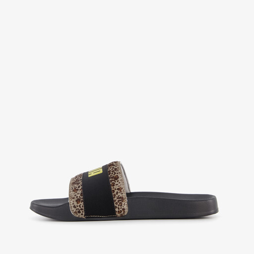 Leadcat 2.0 dames badslippers met panterprint details zwart