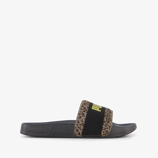 Leadcat 2.0 dames badslippers met panterprint details zwart