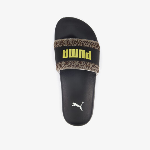 Leadcat 2.0 dames badslippers met panterprint details zwart