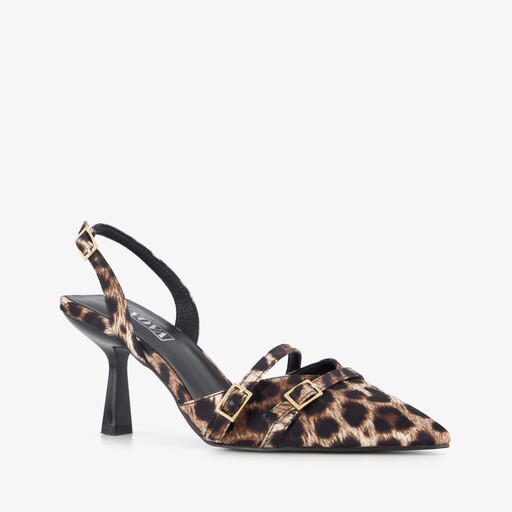 Dames pumps met panterprint en stilettohakken zwart bruin
