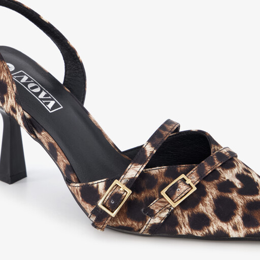 Dames pumps met panterprint en stilettohakken zwart bruin