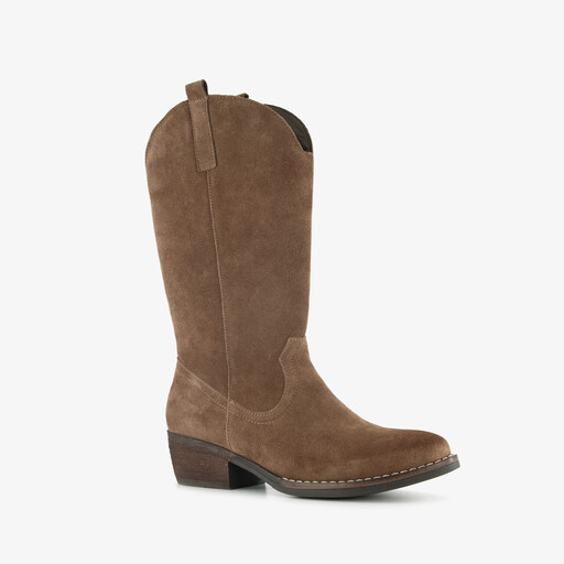 Suède dames cowboylaarzen bruin
